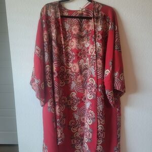 Cato Plus Size 18/20W Red Floral Kimono